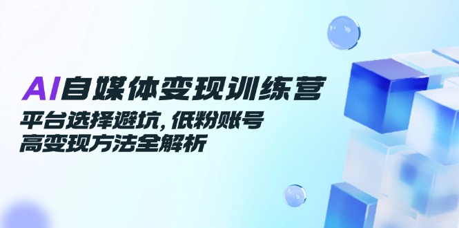 AI自媒体变现训练营，平台选择避坑，低粉账号高变现方法全解析 - 严选资源大全 - 严选资源大全