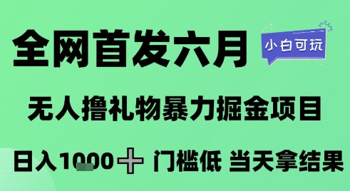 全网首发六月，无人撸礼物暴力掘金项目，日入1K+门槛低，当天拿结果，小白可玩【揭秘】 - 严选资源大全 - 严选资源大全