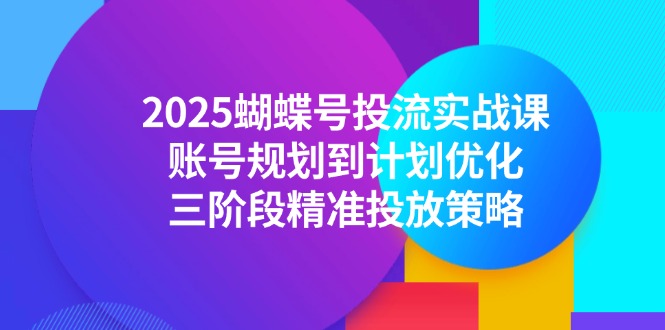 2025蝴蝶号投流实战课，账号规划到计划优化，三阶段精准投放策略 - 严选资源大全 - 严选资源大全