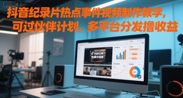 抖音纪录片热点事件视频制作教学，可过伙伴计划，多平台分发撸收益 - 严选资源大全 - 严选资源大全