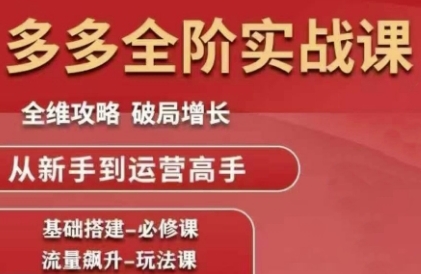 拼多多全阶实战课程，全维攻略，破局增长，从新手到运营高手 - 严选资源大全 - 严选资源大全