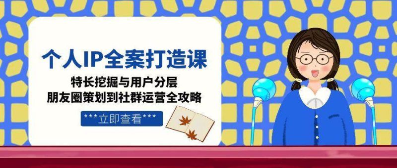 个人IP全案打造课，特长挖掘与用户分层，朋友圈策划到社群运营全攻略 - 严选资源大全 - 严选资源大全