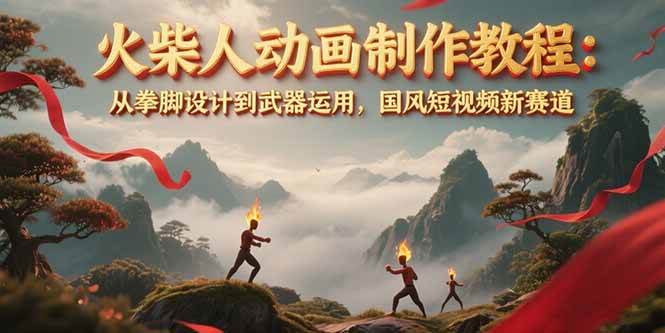 火柴人动画制作教程：从拳脚设计到武器运用，国风短视频新赛道 - 严选资源大全 - 严选资源大全