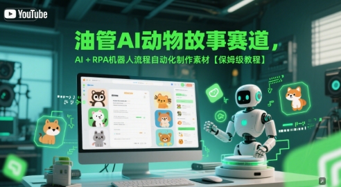 油管AI动物故事赛道，AI+RPA机器人流程自动化制作素材【保姆级教程】 - 严选资源大全 - 严选资源大全