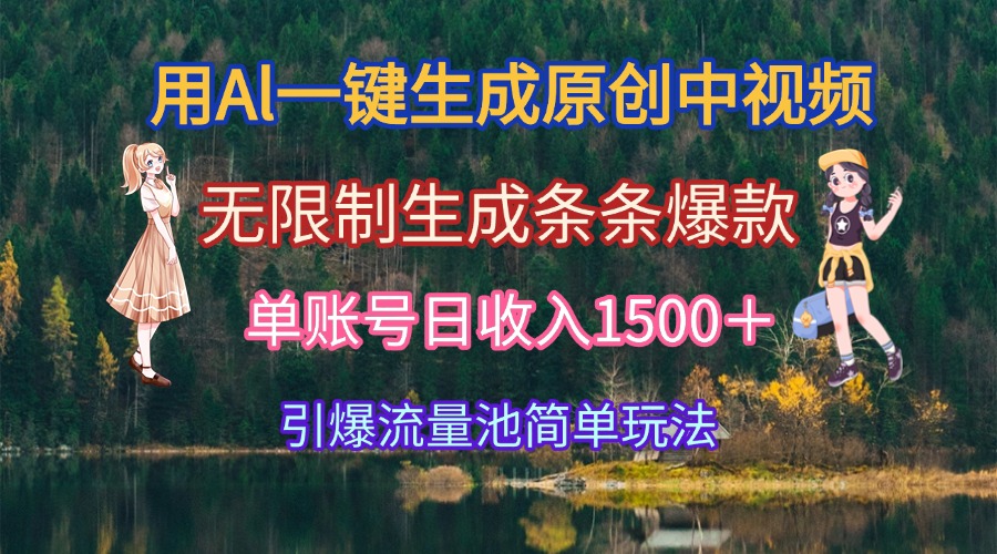 用Al一键生成原创中视频，无限制生成条条爆款，单账号日收入1500＋引爆… - 严选资源大全 - 严选资源大全