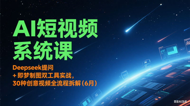 AI短视频系统课:Deepseek提问 + 即梦制图双工具实战,30种创意视频全流程拆解(6月) - 严选资源大全 - 严选资源大全
