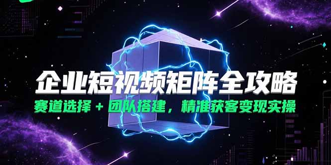 企业短视频矩阵全攻略，赛道选择+团队搭建，精准获客变现实操 - 严选资源大全 - 严选资源大全