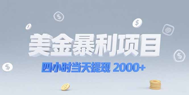 美金暴利项目，四小时当天提现 2000+机会留给会选赛道的人 - 严选资源大全 - 严选资源大全