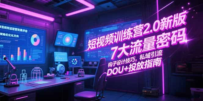 短视频训练营2.0新版，7大流量密码/钩子设计技巧/私域引流/DOU+投放指南 - 严选资源大全 - 严选资源大全