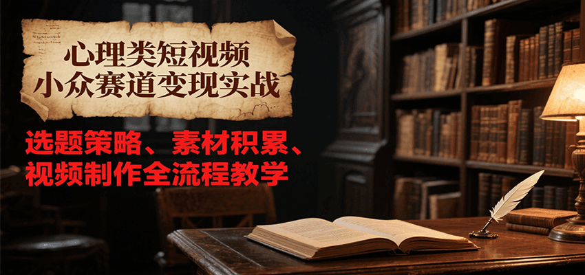 心理类短视频小众赛道变现实战，选题策略、素材积累、视频制作全流程教学 - 严选资源大全 - 严选资源大全