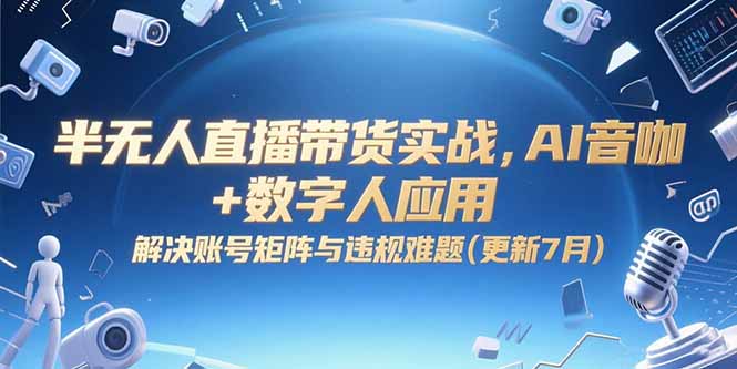 半无人直播带货实战，AI音咖+数字人应用 解决账号矩阵与违规难题(更新7月 - 严选资源大全 - 严选资源大全