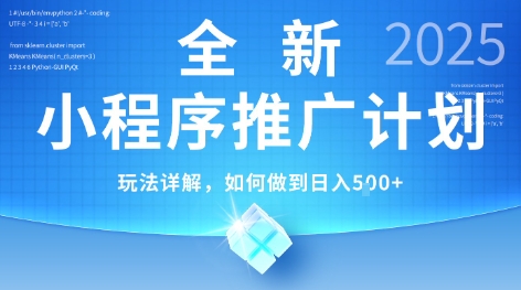2025年最新小程序推广计划，简单操作，独家技术，日均5张+【揭秘】 - 严选资源大全 - 严选资源大全