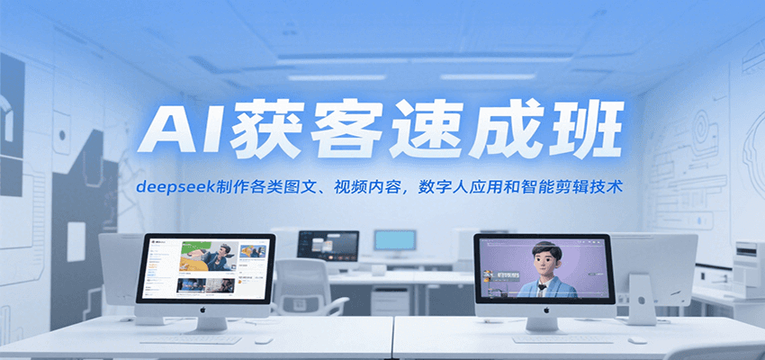 AI获客速成班，deepseek制作各类图文、视频内容，数字人应用和智能剪辑技术 - 严选资源大全 - 严选资源大全