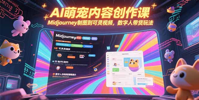AI萌宠内容创作课，Midjourney制图到可灵视频，数字人带货玩法 - 严选资源大全 - 严选资源大全