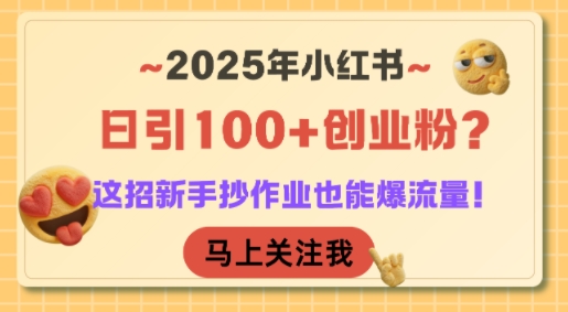 2025年小红书日引100+创业粉？这招新手抄作业也能爆流量！ - 严选资源大全 - 严选资源大全