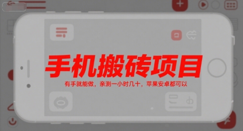 手机搬砖项目，有手就能做，亲测一小时几十，苹果安卓都可以 - 严选资源大全 - 严选资源大全