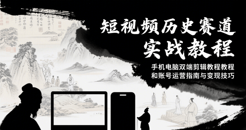 短视频历史赛道实战教程，手机电脑双端剪辑教程和账号运营指南与变现技巧 - 严选资源大全 - 严选资源大全