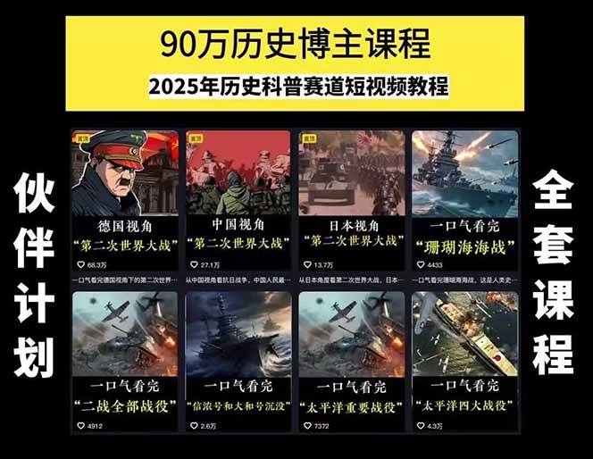 图片[1] - 短视频历史赛道实战教程，手机电脑双端剪辑教程和账号运营指南与变现技巧 - 严选资源大全 - 严选资源大全