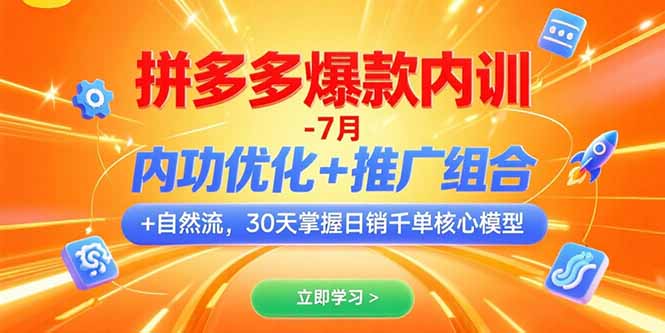 拼多多爆款内训-7月 内功优化+推广组合+自然流 30天掌握日销千单核心模型 - 严选资源大全 - 严选资源大全