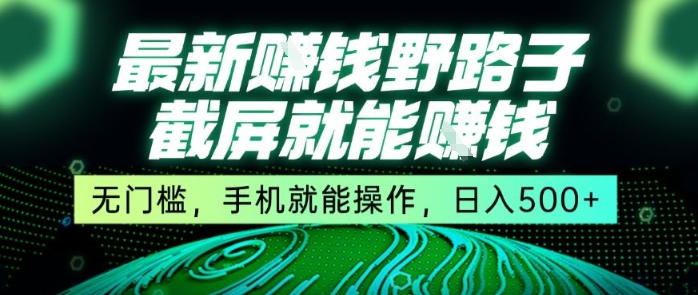 最新野路子截屏就能挣钱，无门槛，手机就能操作，日入5张【揭秘】 - 严选资源大全 - 严选资源大全