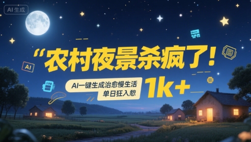 农村夜景杀疯了！AI一键生成治愈系慢生活，单日狂入1k+ - 严选资源大全 - 严选资源大全