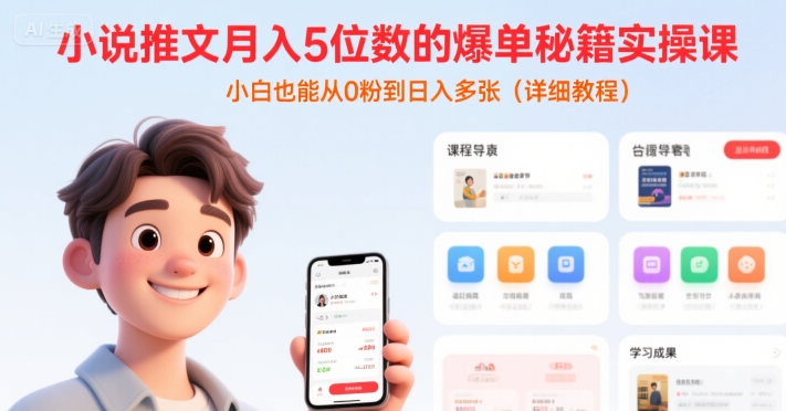 小说推文月入5位数的爆单秘籍实操课，，小白也能从0粉到日入多张(详细教程) - 严选资源大全 - 严选资源大全