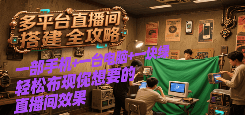 多平台直播间搭建全攻略,一部手机+一台电脑+一块绿布轻松实现你想要的直播间效果 - 严选资源大全 - 严选资源大全