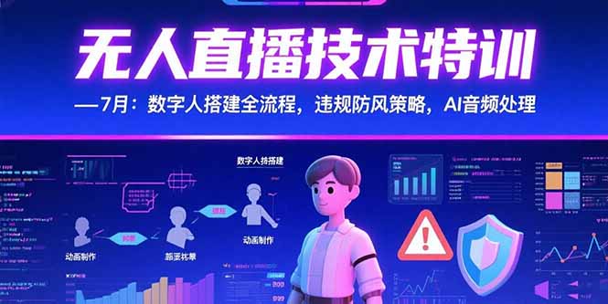 无人直播技术特训-7月：数字人搭建全流程，违规防风策略，AI音频处理 - 严选资源大全 - 严选资源大全