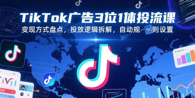 TikTok广告3位1体投流课，变现方式盘点，投放逻辑拆解，自动规则设置 - 严选资源大全 - 严选资源大全
