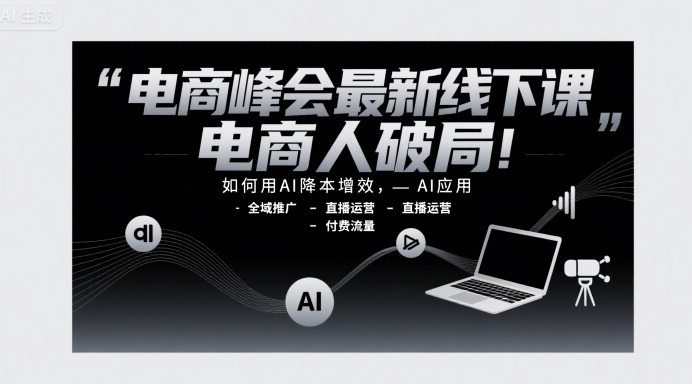 电商峰会最新线下课,电商人破局,如何用AI降本增效,AI应用-全域推广-直播运营-付费流量 - 严选资源大全