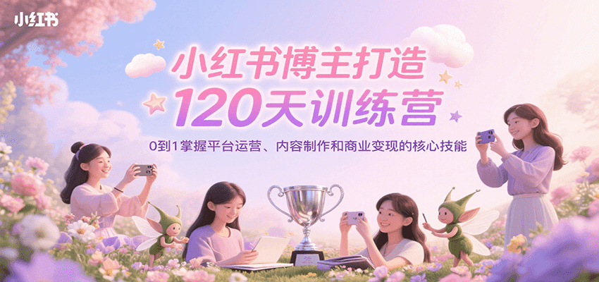 小红书博主打造120天训练营，0到1掌握平台运营、内容制作和商业变现 - 严选资源大全 - 严选资源大全
