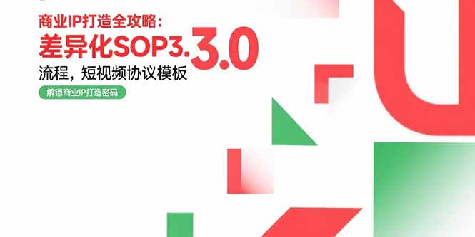 商业IP打造全攻略：差异化SOP3.0流程，短视频协议模板，婚恋项目实战案例 - 严选资源大全 - 严选资源大全