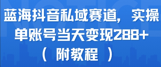 蓝海抖音私域赛道，实操单账号当天变现288+(附教程) - 严选资源大全 - 严选资源大全