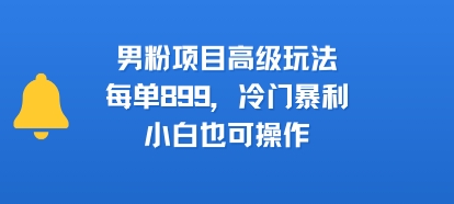 男粉项目高级玩法，每单899，冷门暴利，小白也可操作 - 严选资源大全 - 严选资源大全