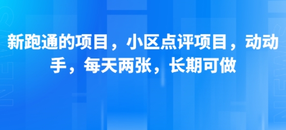 新跑通的项目，小区点评项目，动动手，每天两张，长期可做 - 严选资源大全 - 严选资源大全