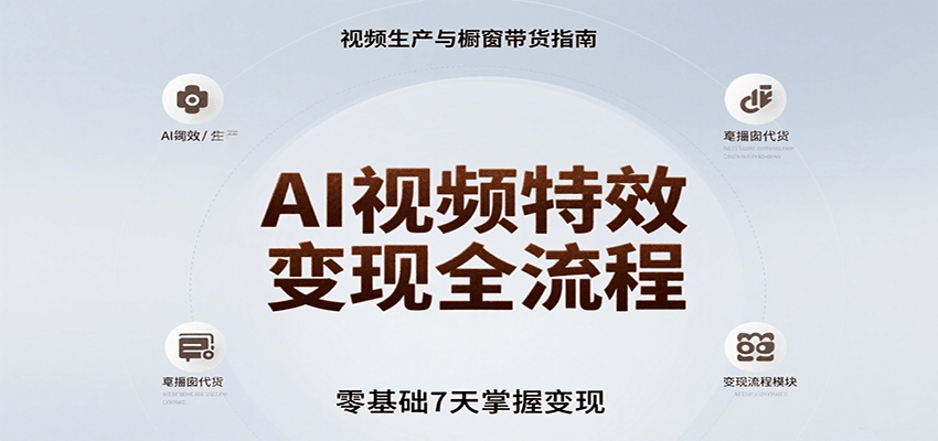 AI视频特效变现全流程，零基础7天掌握视频生产到橱窗带货变现 - 严选资源大全 - 严选资源大全