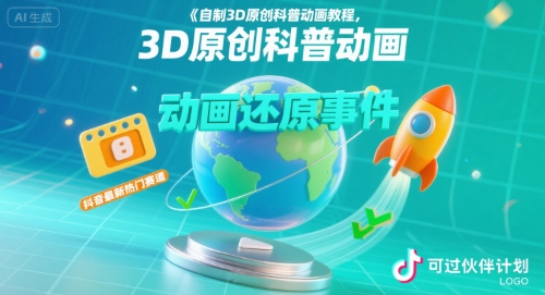 自制3D原创科普动画教程，动画还原事件，抖音最新热门赛道，可过伙伴计划 - 严选资源大全 - 严选资源大全
