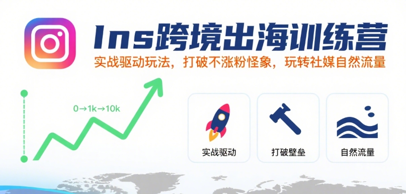 Ins跨境出海训练营，实战驱动玩法，打破不涨粉怪象，玩转社媒自然流量 - 严选资源大全 - 严选资源大全