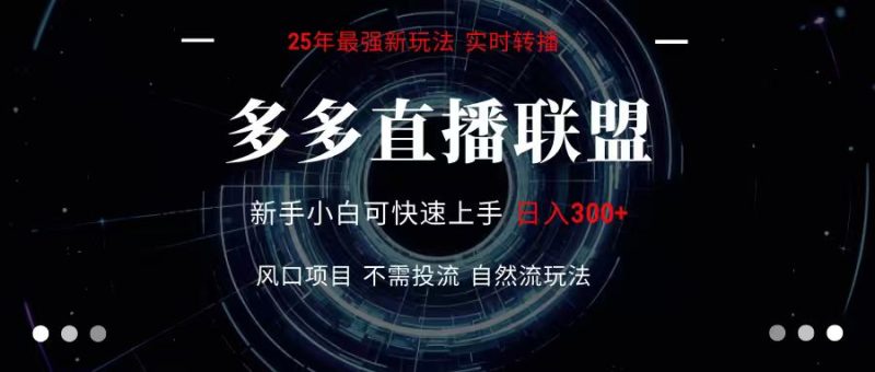 多多直播联盟 全新玩法 单机单日变现300+不要求电脑配置 玩法简单暴力 - 严选资源大全 - 严选资源大全