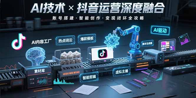 AI技术与抖音运营的深度融合应用：涵盖账号搭建、内容创作、收益变现等 - 严选资源大全 - 严选资源大全