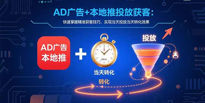 AD广告+本地推投放获客：快速掌握精准获客技巧，实现当天投放当天转化效果 - 严选资源大全 - 严选资源大全
