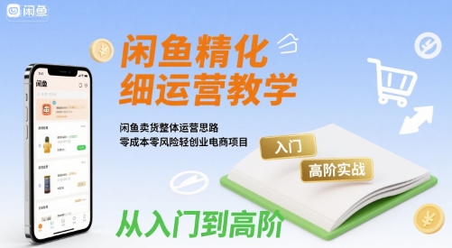闲鱼精细化运营入门+高阶实战教学，闲鱼卖货整体运营思路，零成本零风险轻创业电商项目 - 严选资源大全 - 严选资源大全