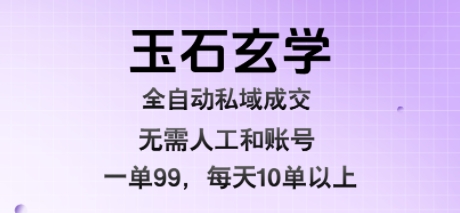 玉石玄学全自动私域成交，一单99每天十单以上，无需人工和矩阵账号，蓝海项目直接干【揭秘】 - 严选资源大全 - 严选资源大全