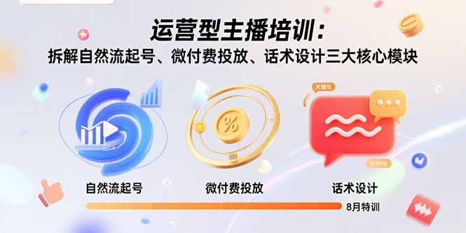 运营型主播培训：拆解自然流起号、微付费投放、话术设计三大核心模块-8月 - 严选资源大全 - 严选资源大全