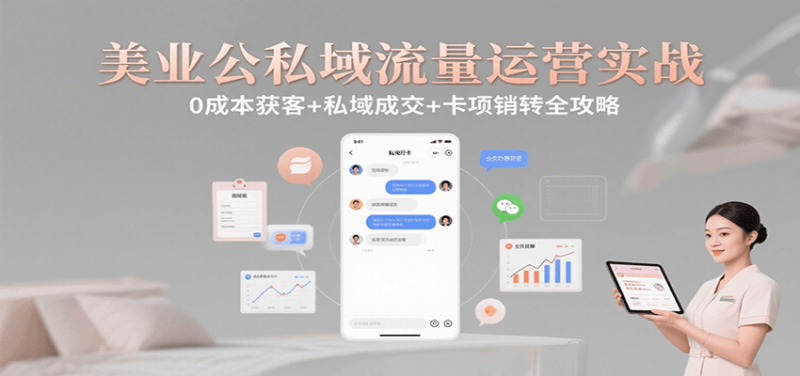 美业公私域流量运营实战：0成本获客+私域成交+卡项销转全攻略 - 严选资源大全 - 严选资源大全