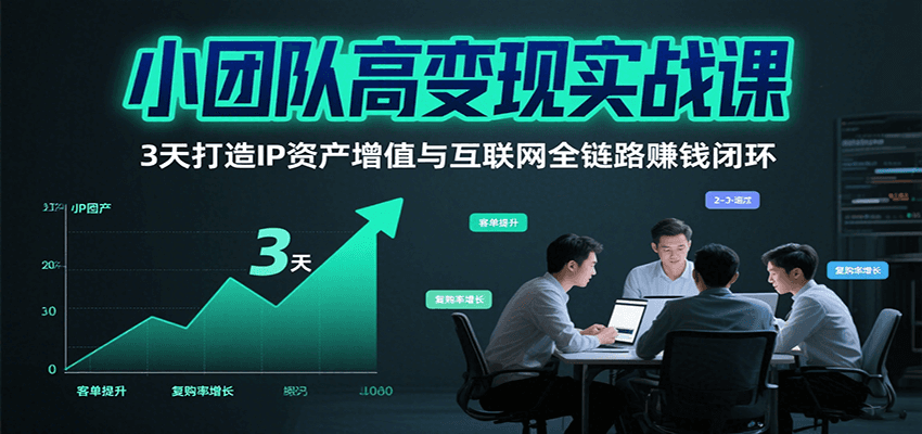 小团队高变现实战课，3天打造IP资产增值与互联网全链路赚钱闭环(第二期) - 严选资源大全 - 严选资源大全