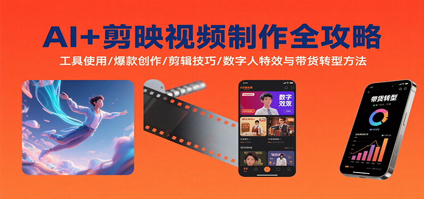 AI+剪映视频制作全攻略：工具使用/爆款创作/剪辑技巧/数字人特效与带货转型方法 - 严选资源大全 - 严选资源大全