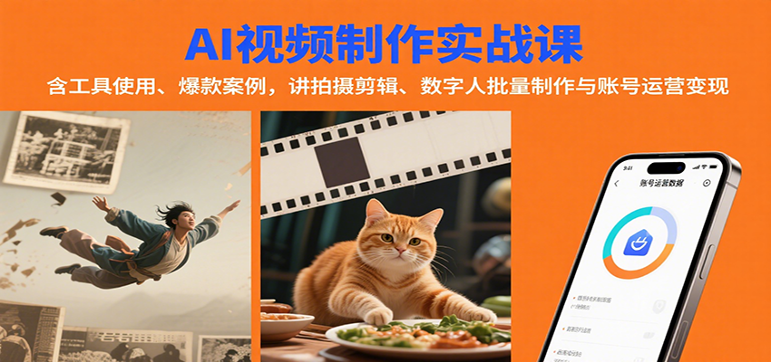AI视频制作实战：含工具使用、爆款案例，讲拍摄剪辑、数字人批量制作与账号运营变现 - 严选资源大全 - 严选资源大全