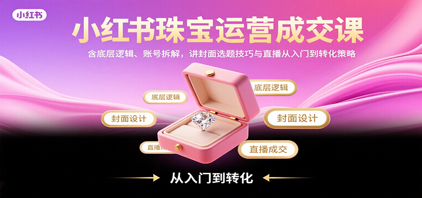 小红书珠宝运营成交课：含底层逻辑、账号拆解，讲封面选题技巧与直播从入门到转化策略 - 严选资源大全 - 严选资源大全