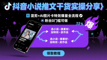抖音小说推文干货实操分享，混剪+AI图片卡特效爆量全流程，0粉丝0门槛可做 - 严选资源大全 - 严选资源大全
